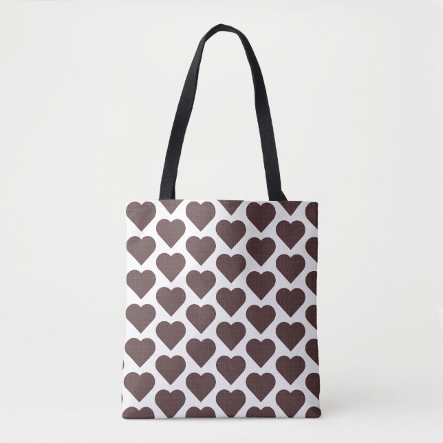 Tote Bag Heart Shaped Plaid Brown Blue (Devant)