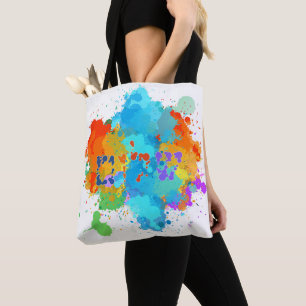 Tote Bag Hébreu "Shalom" avec Arrière - plan de Peinture