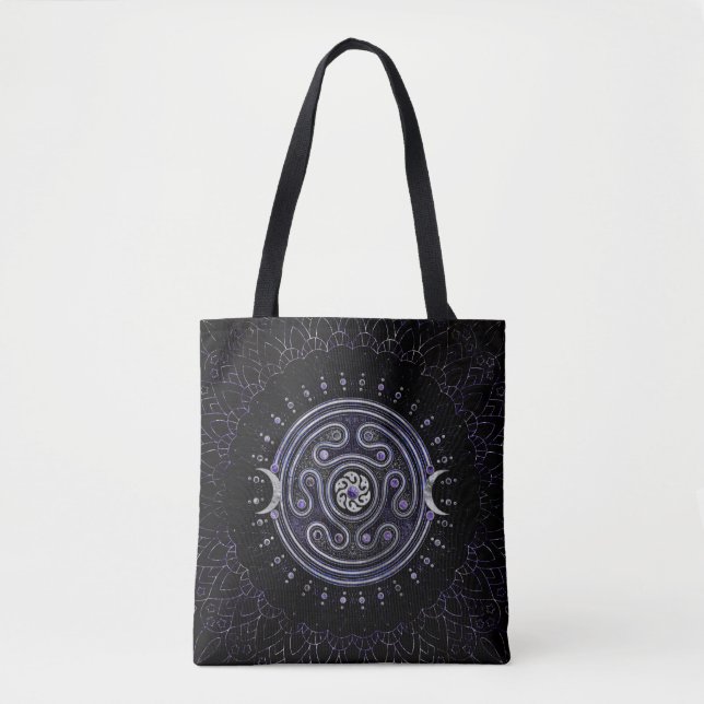 Tote Bag Hecate Wheel Orament avec Améthyste et Argent (Devant)