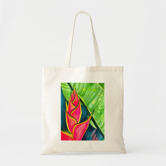 Tote Bag Hélicoptère aquarelle fleur tropicale (Devant)