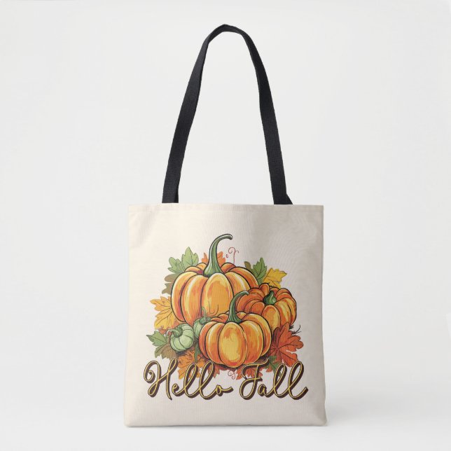 Tote Bag Hello Fall - Cosy Citrouille Patch (Devant)