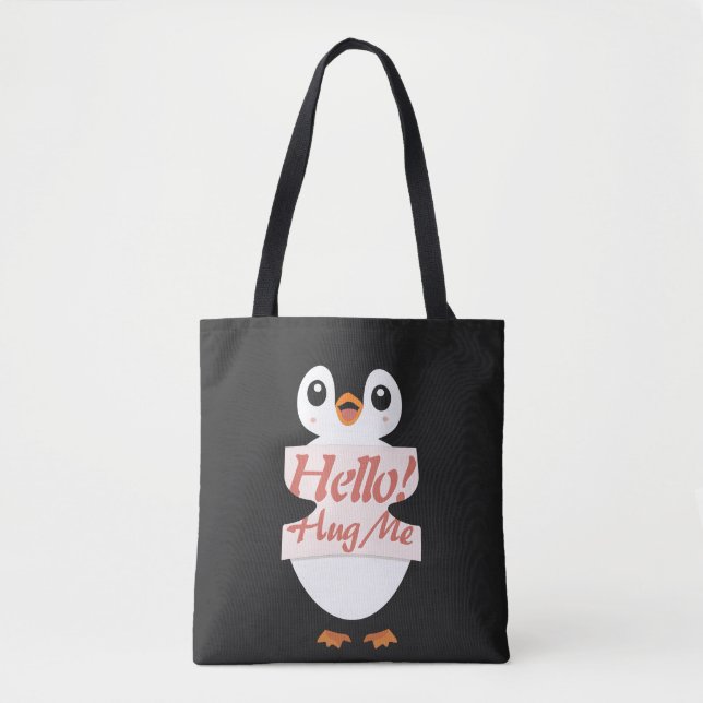 Tote Bag Hello! Hug Me - penguin costume personalization (Devant)