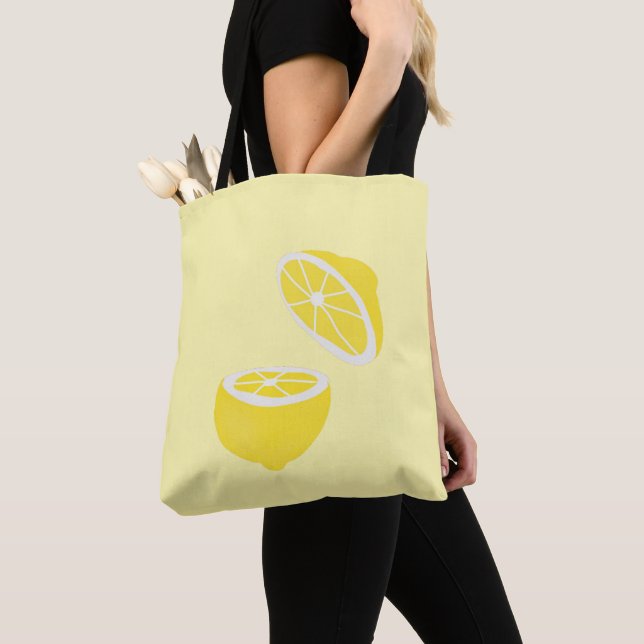 Tote Bag Hello Lemon jaune moderne fruit (De près)