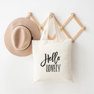 Tote Bag Hello Lovely Typographie en lettres brosses