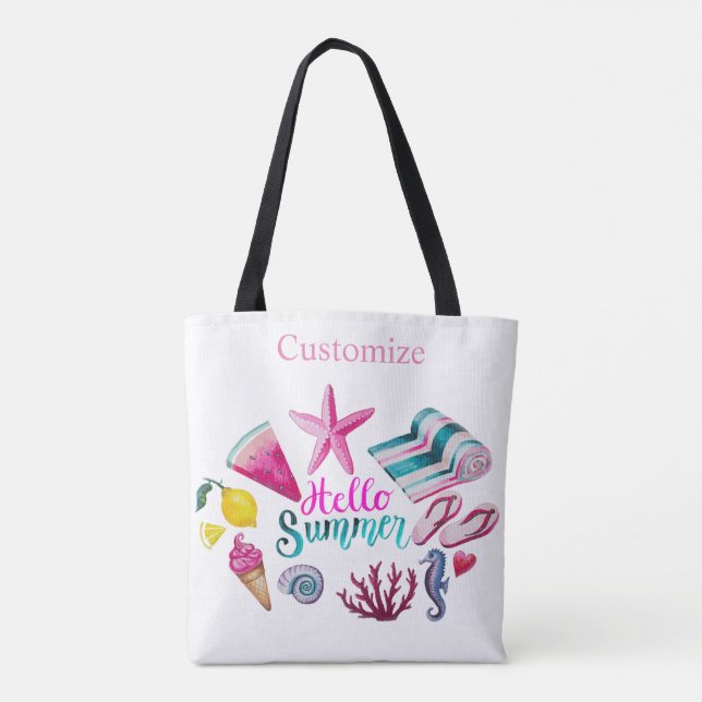 Tote Bag Hello Summer Beach Thunder Cove (Dos)