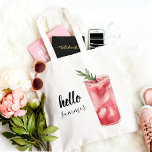 Tote Bag Hello Summer Watercolor Red Cherry Cocktail<br><div class="desc">Hello Summer Watercolor Red Cherry Cocktail</div>
