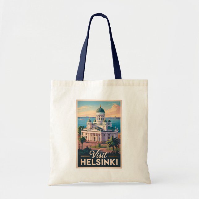 Tote Bag Helsinki Finland Cathedral Travel Art Vintage (Devant)