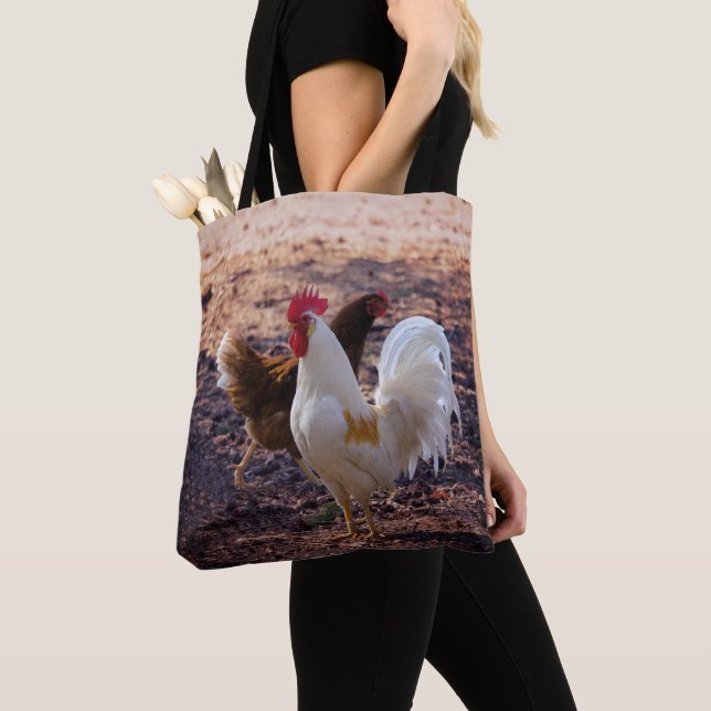 Tote Bag Hen et Rooster Rustic Farmhouse (De près)