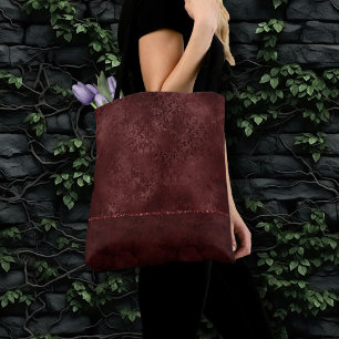 Tote Bag Henné Romance Red Satiny Grunge Damask