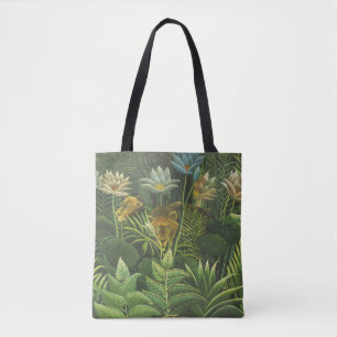 Tote Bag Henri Rousseau Jungle Tropical Lion Impression Vin