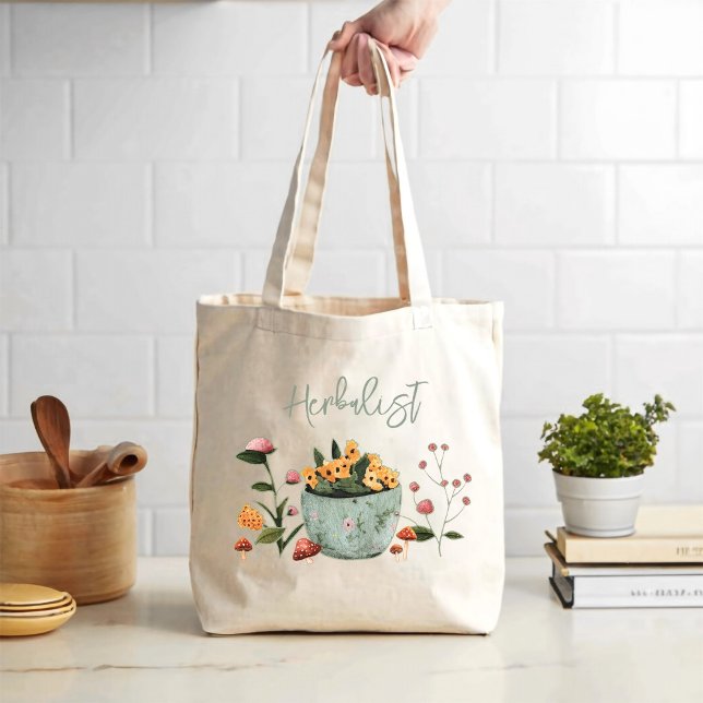 Tote Bag Herbaliste Fleurs Champignons Art (Créateur téléchargé)