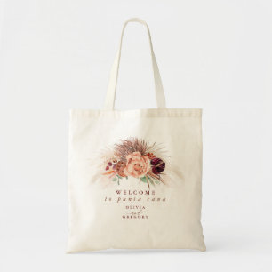 Tote Bag Herbe des Pampas Fleurs Terre Cuite Mariage