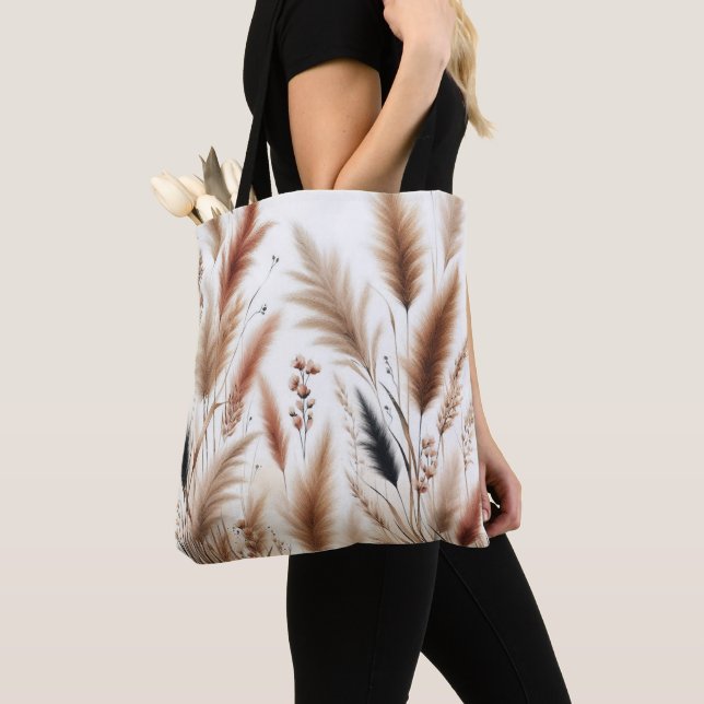 Tote Bag Herbe des Pampas Moderne Boho Floral pour Automne  (De près)
