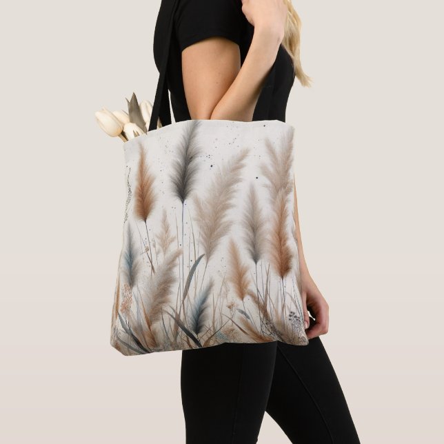 Tote Bag Herbe des Pampas Moderne Boho Floral pour Automne  (De près)