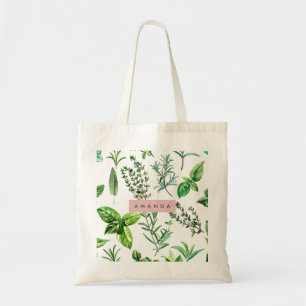 Tote Bag Herbes de jardin luxuriantes pastel personnalisées