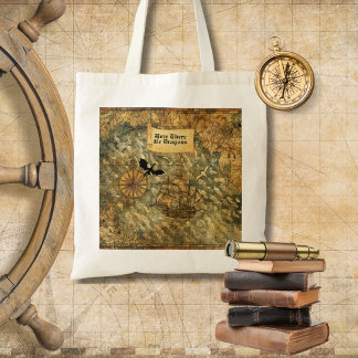 Tote Bag Here There Be Dragons Fantasy Map