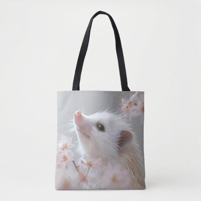 Tote Bag Hérisson adorable parmi les fleurs du printemps (Devant)