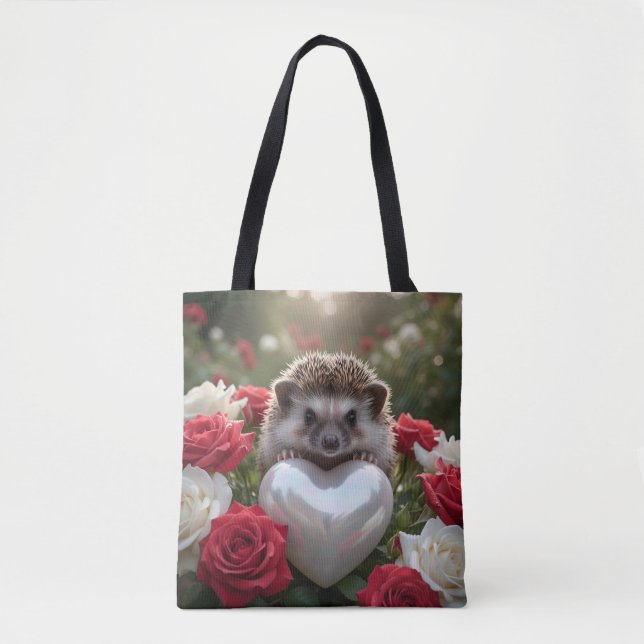 Tote Bag Hérisson mignon de juin avec cœur de perle (Devant)