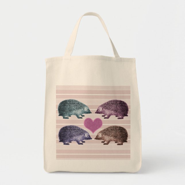 Tote Bag Hérissons dans l'amour - quatre hérissons (Devant)