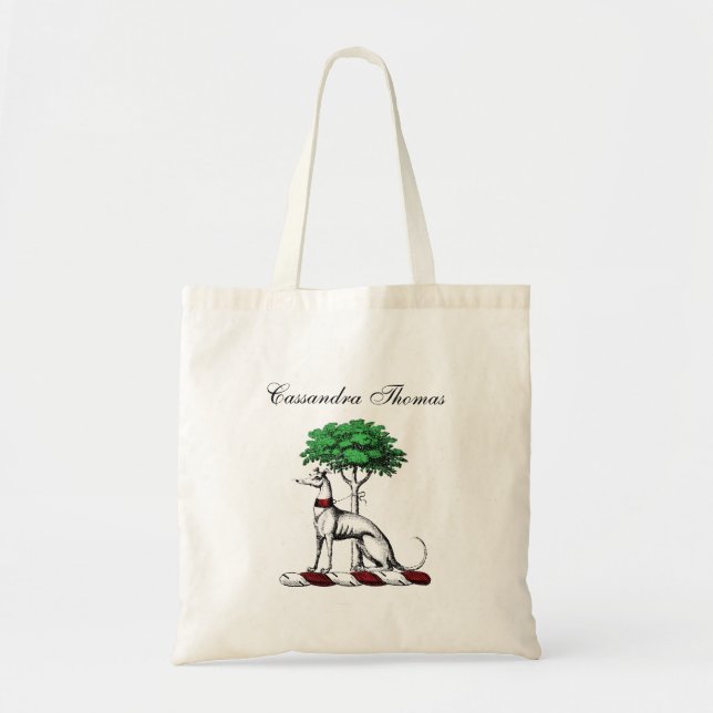 Tote Bag Héritier de Greyhound Whippet avec arbre héraldiqu (Devant)
