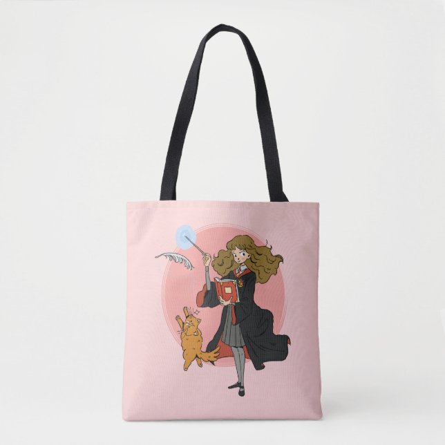 Tote Bag Hermione et Crookshanks Wingardium Leviosa (Devant)