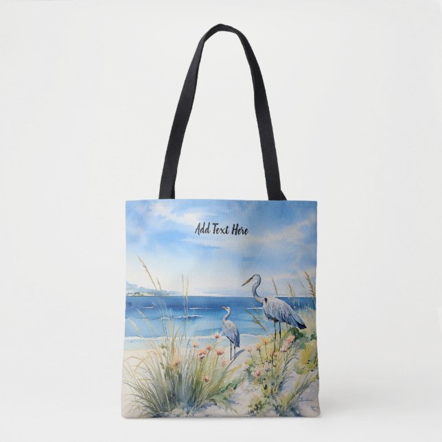 Tote Bag Héron bleu Personnalisé  (Devant)