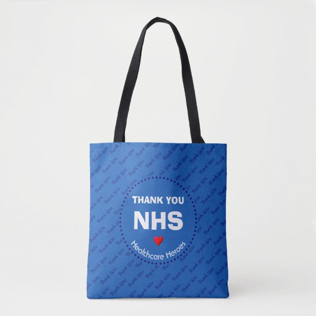 Tote Bag Héros de la santé MERCI NHS personnalisable BLUE (Devant)