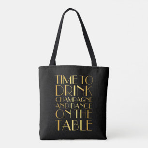 Tote Bag Heure de boire Champagne Fourre-tout - or