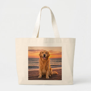 Tote Bag Heure dorée avec Golden Retriever - Grand fourre-t