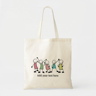 Tote Bag Heureux amis Personnages en allumettes personnalis