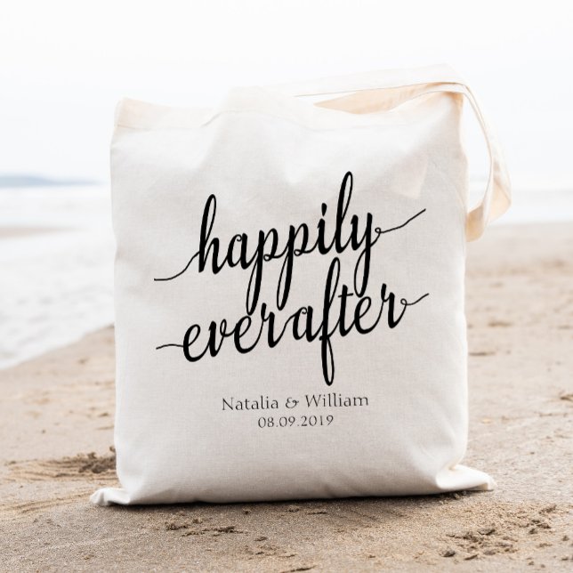 Tote Bag Heureux après l'accueil personnalisé du Mariage (Créateur téléchargé)
