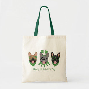 Tote Bag Heureux Bulldogs français en Jour de la Saint Patr