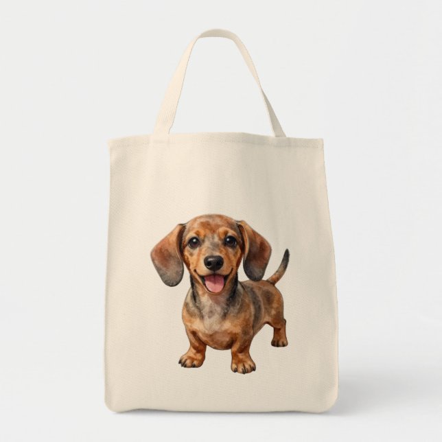 Tote Bag Heureux chiot teckel (Devant)