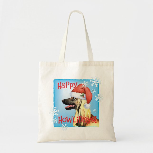 Tote Bag Heureux Howliday Afghan Hound (Devant)