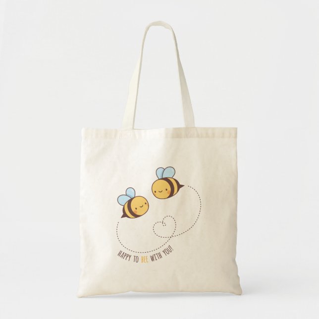 Tote Bag Heureux mignon à l'abeille avec vous abeilles de (Devant)