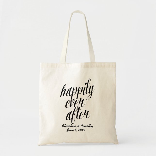 Tote Bag "Heureux toujours après" Mariage Bienvenue, Favori (Devant)