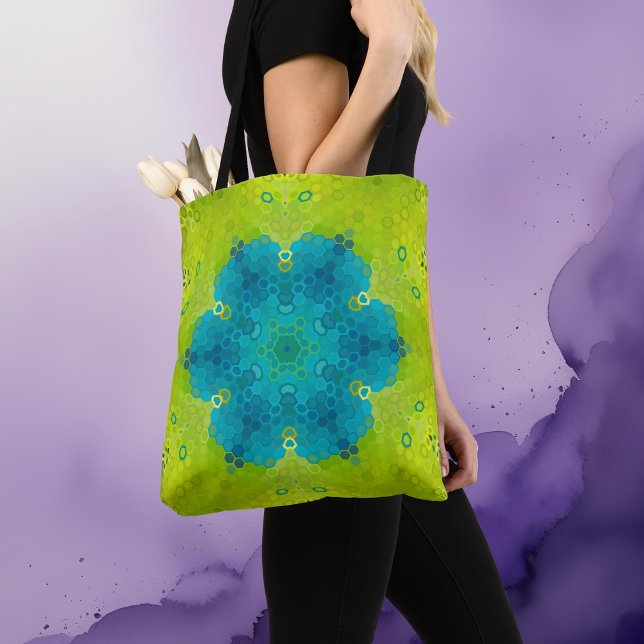 Tote Bag Hex Mandala Vert et Bleu (Créateur téléchargé)