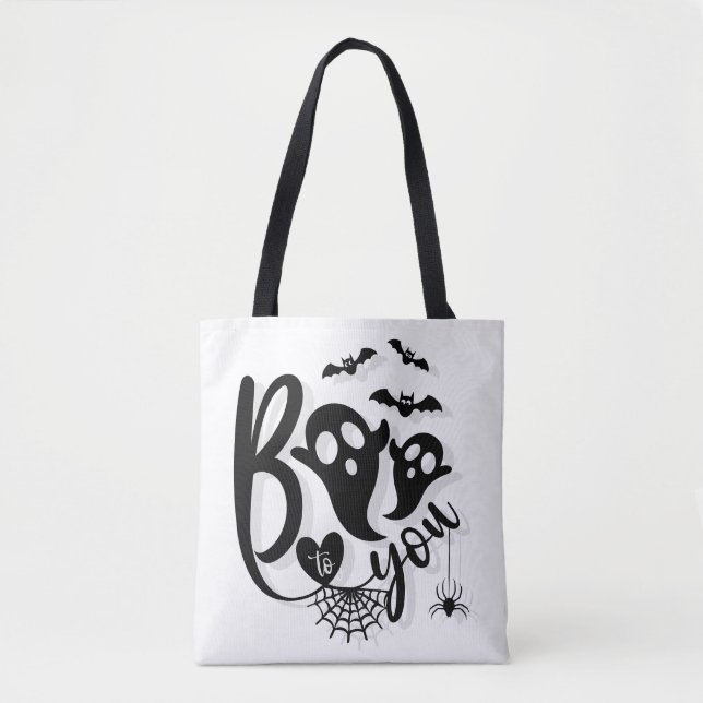 Tote Bag Hey Boo Halloween simple (Devant)