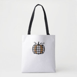Tote Bag Hey Citrouille Buffalo Plaid pour l'automne automn