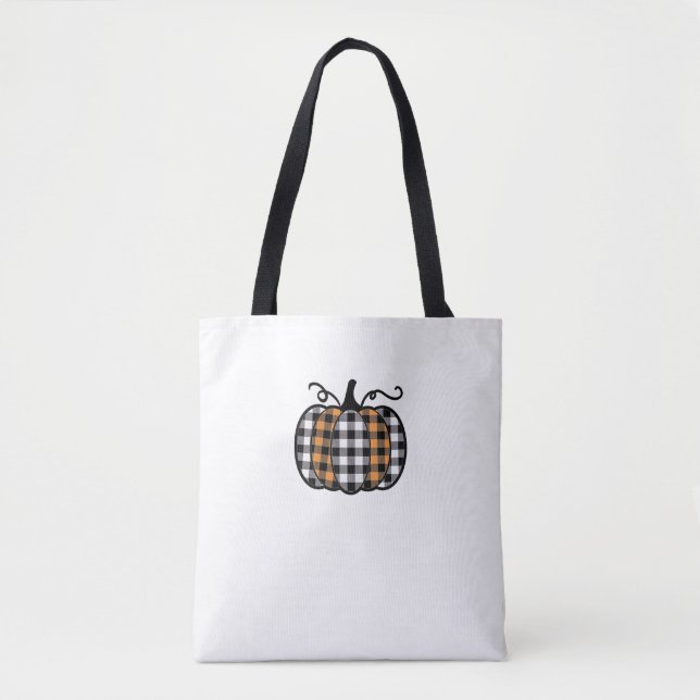 Tote Bag Hey Citrouille Buffalo Plaid pour l'automne automn (Devant)
