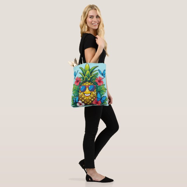 Tote Bag Hibiscus à papillon d'ananas (Sur le modèle)