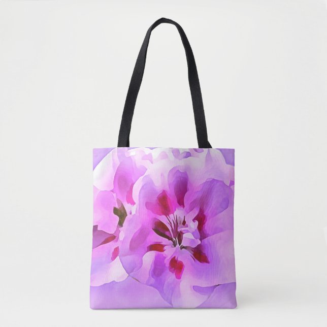 Tote Bag Hibiscus aquarelle rose violet (Devant)