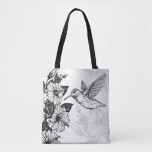 Tote Bag Hibiscus et colibri