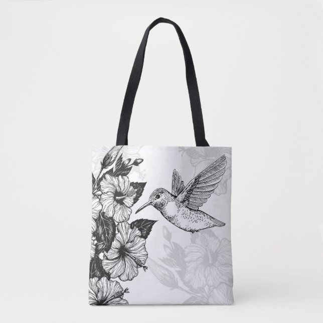 Tote Bag Hibiscus et colibri (Devant)