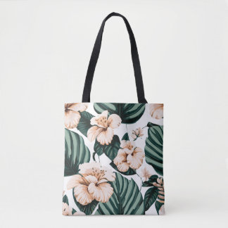 Tote Bag hibiscus feuille de Monstera