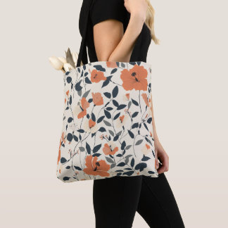 Tote Bag Hibiscus Floral aux tons orange vifs