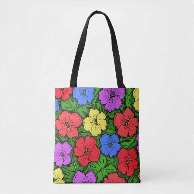 Tote Bag Hibiscus & Monstera #4 (Devant)