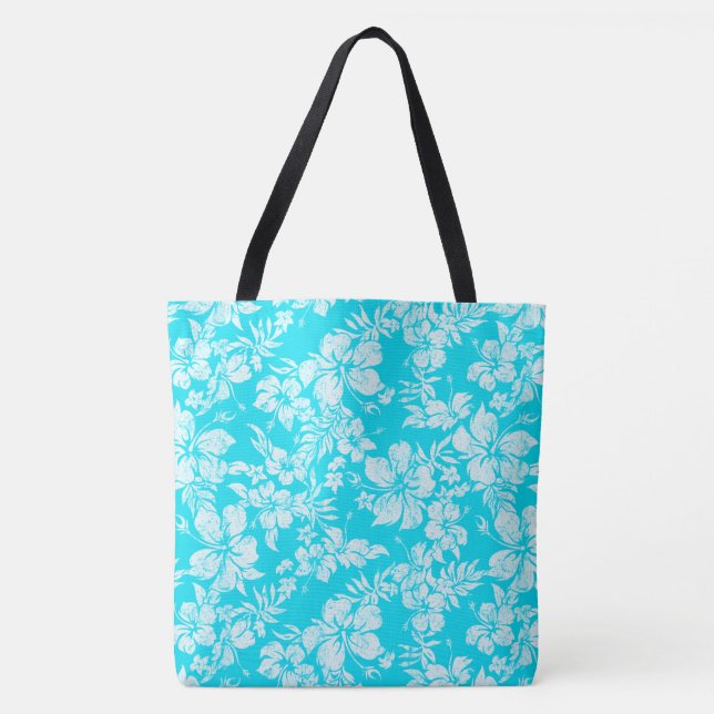 Tote Bag Hibiscus Pareau Distresse Hawaiian Beach Bag (Devant)