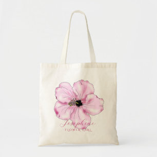 Tote Bag Hibiscus rose Fleur personnalisée fille