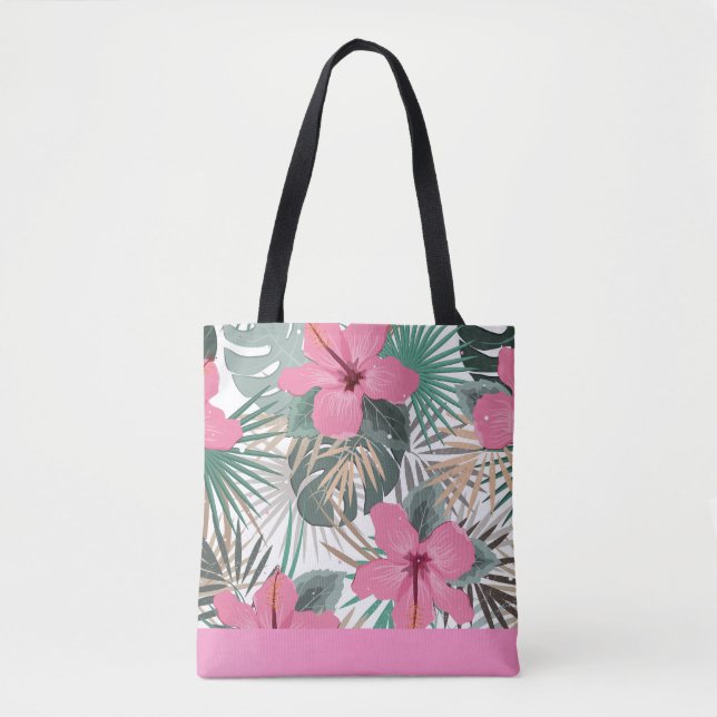 Tote Bag Hibiscus rose tropical (Devant)